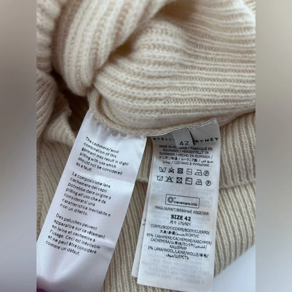 NWT $1100 Stella McCartney Asymmetrical Wool Cashmere Mock Neck Sweater Size 42 - Picture 4 of 10